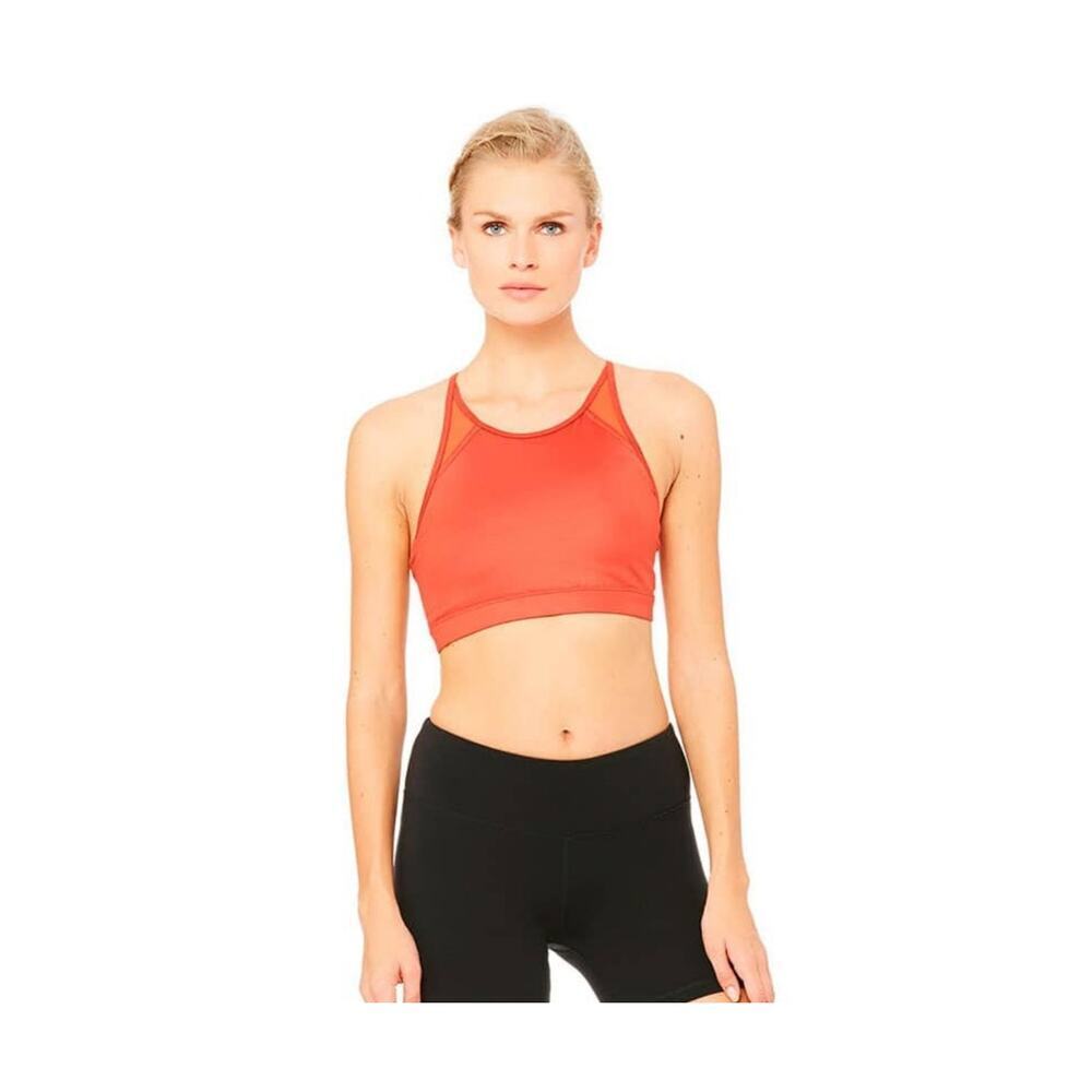 Alo Yoga Orange Mesh Sports Bra Size: S